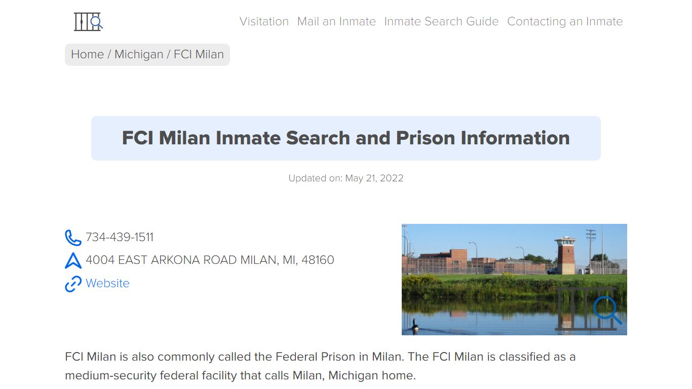 FCI Milan Inmate Search, Visitation, Phone no. & Mailing ...